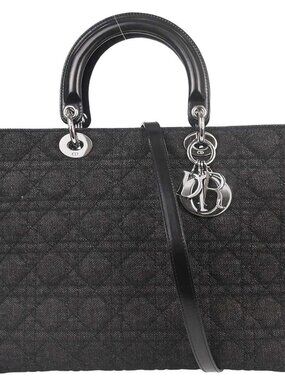 Christian Dior Black Denim Lady Dior Cannage 2way Handbag MA-1010 197037
